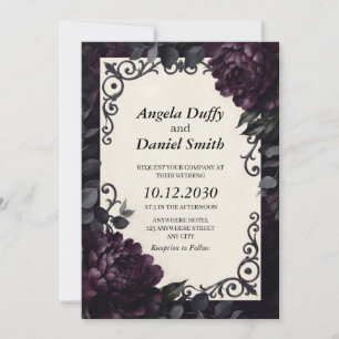 Pflaume und Holzkohle Midnight Peony Opulente Rege Einladung
