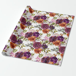 Pflaume und Ingwer Blumenmuster Geschenkpapier