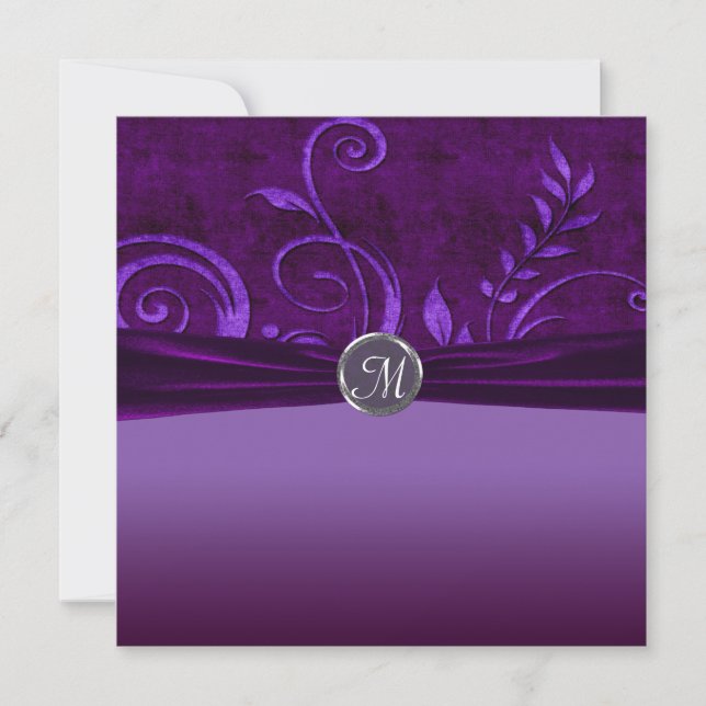 Pflaume und Lila Velvet-Hochzeitswirl Einladung (Vorderseite)