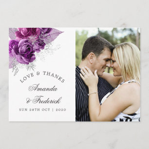 Pflaume und Navy-Aquarell-Hochzeit Danke