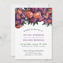 Pflaume und Orange Paint Peony Wedding