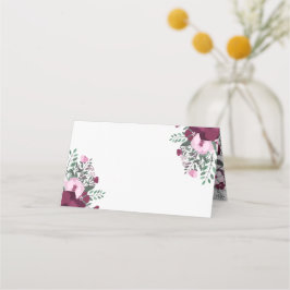 Pflaume und Pale Pink Rose Bouquet Platzkarte