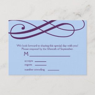 Pflaume und Pulver Blue Wirbel Response Card RSVP Karte