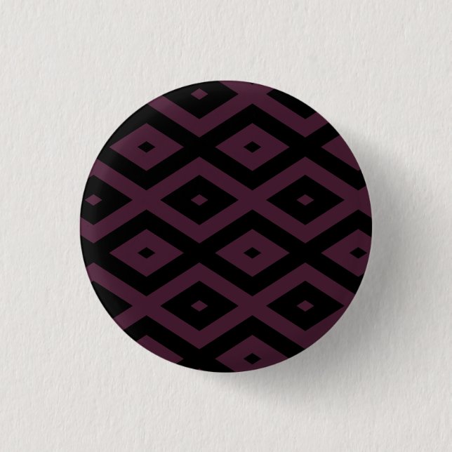Pflaume und schwarze Diamantmuster Button (Vorderseite)
