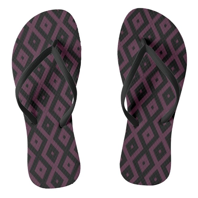 Pflaume und schwarze Diamantmuster Flip Flops (Fußbett)