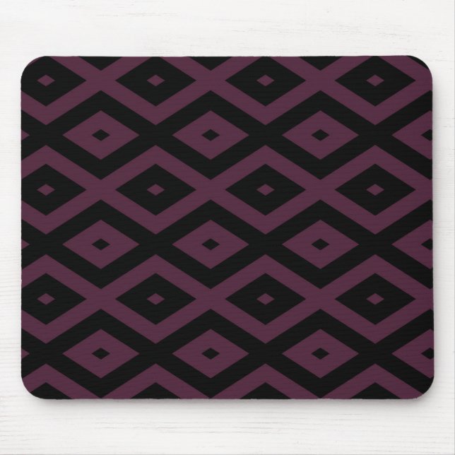 Pflaume und schwarze Diamantmuster Mousepad (Vorne)