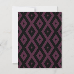 Pflaume und schwarze Diamantmuster RSVP Karte