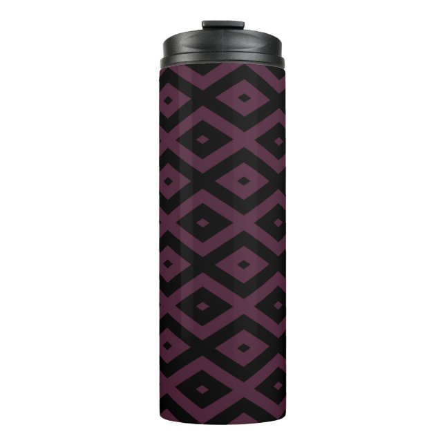 Pflaume und schwarze Diamantmuster Thermosbecher (Vorderseite)
