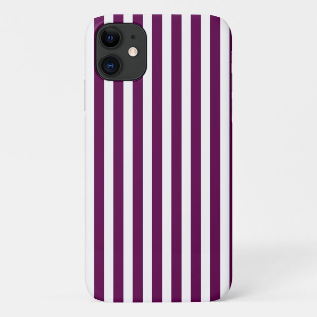 Pflaume und weiße Streifen Case-Mate iPhone Hülle (Rückseite)