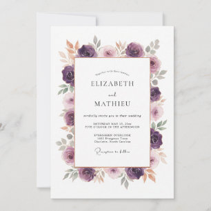 Pflaume Verzauberte Florale Romanze Hochzeit Einladung