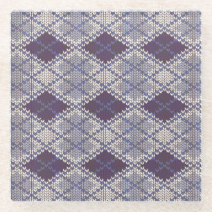 PFLAUMEN ARGYLE STRICKMUSTER Glasuntersetzer