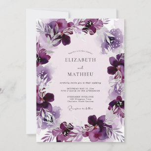 Pflaumen-Ätherische Aquarell-Hochzeit Einladung