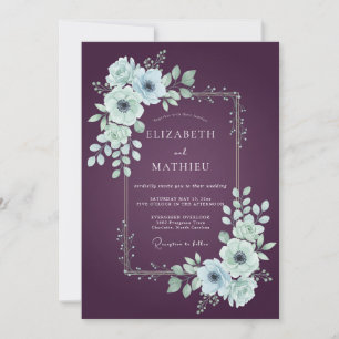 Pflaumen-Atmosphäre-Anemonen-Hochzeit Einladung