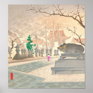 Pflaumen-Bäume an Kitano Schrein Tokuriki Poster