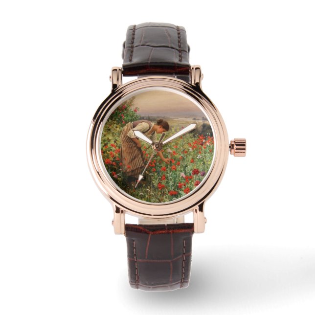 Pflaumen (Bläserszene) (Feld Blume) Armbanduhr (Vorderseite)