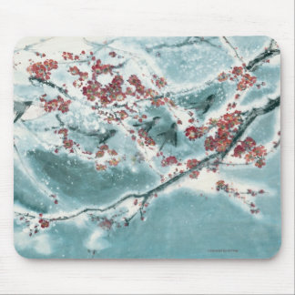 Pflaumen-Blüte im Schnee Mousepad