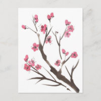 Pflaumen-Blütesprig-Postkarte