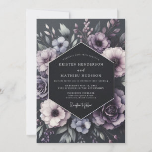Pflaumen-Botanische-Romantik-Hochzeit Einladung