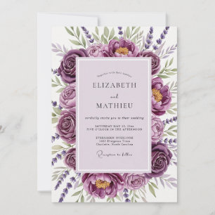 Pflaumen-Botanische Romantische Hochzeit Einladung