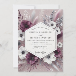Pflaumen-Botanische Whimsical-Hochzeit Einladung