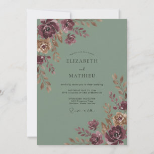 Pflaumen-Celadon-Hochzeitsmalerei Einladung
