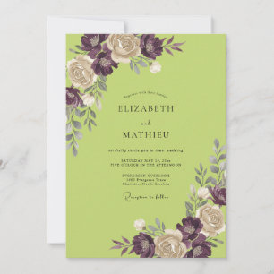 Pflaumen Chartreuse Gemalte Hochzeit Einladung