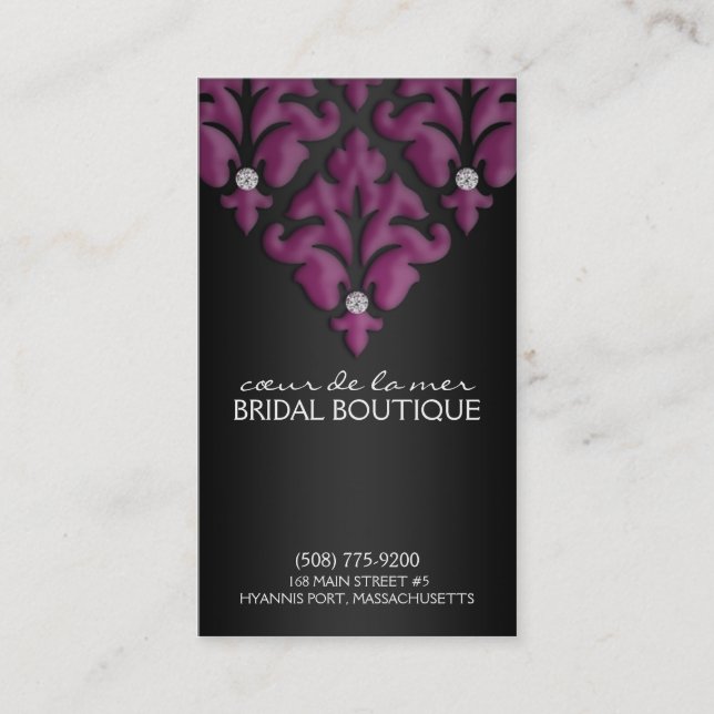 Pflaumen-Diamant-Damast-Verabredungs-Karten Terminkarte (Vorderseite)