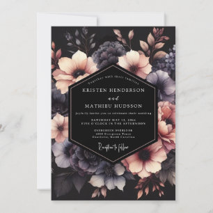 Pflaumen-Düstere-Bloom-Hochzeit Einladung