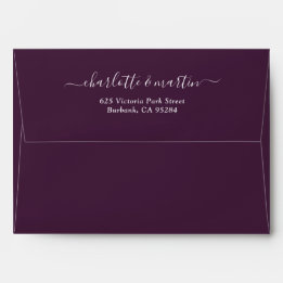 Pflaumen-Elegant-Script-Rücksendeadresse Hochzeit