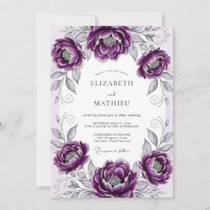 Pflaumen Elegante Botanische Hochzeit Einladung
