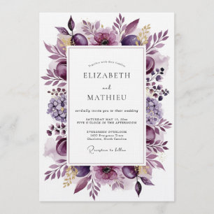 Pflaumen-Ethereal-Bloom-Hochzeit Einladung