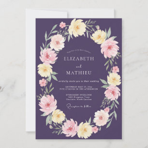 Pflaumen-Etherische-Garland-Hochzeit Einladung