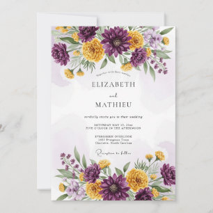 Pflaumen Gelbe Prächtige Florale Hochzeit Einladung