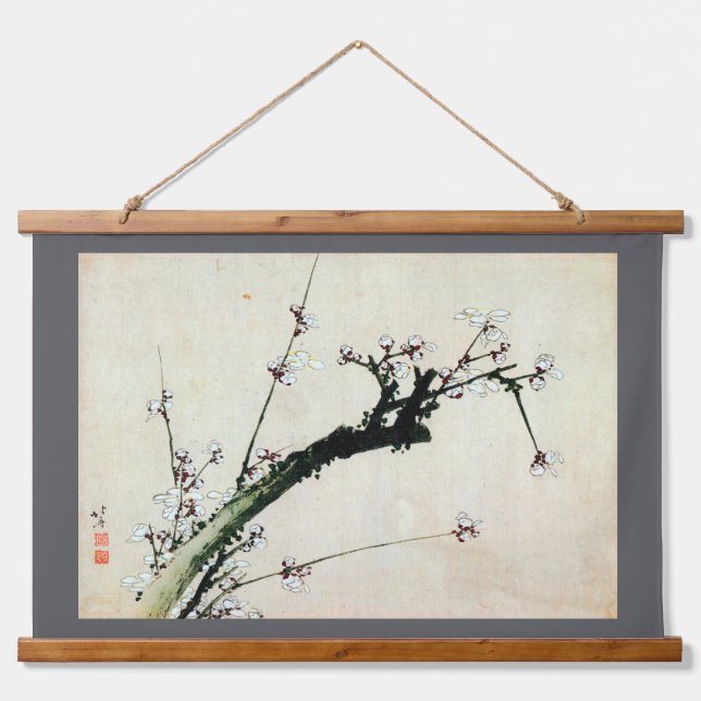 Pflaumen, Hokusai, Ukiyo-e Wandteppich Mit Holzrahmen (Vorne)