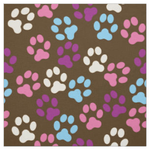 Pflaumen-Hundetatze Browns druckt rosa blaue Stoff