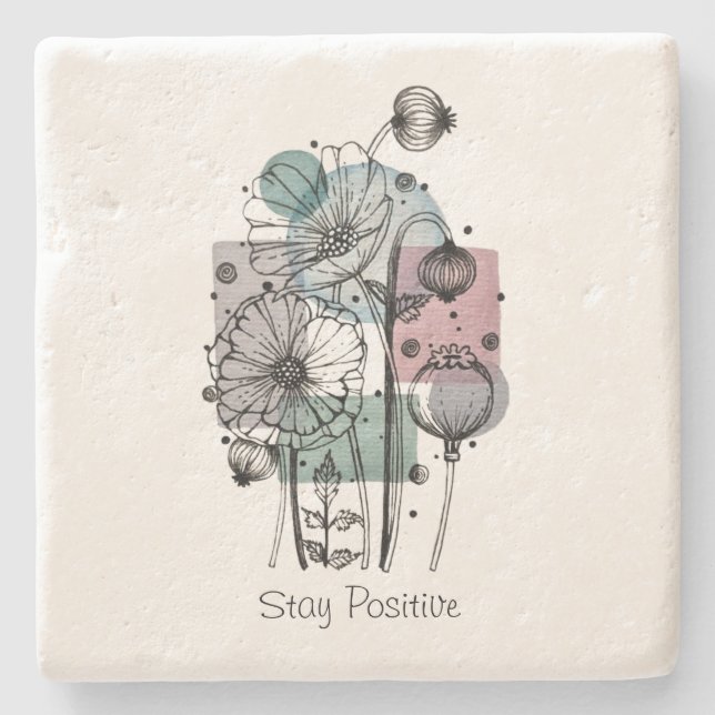 Pflaumen in Tinte und Wasserfarbe Steinuntersetzer (Vorderseite)