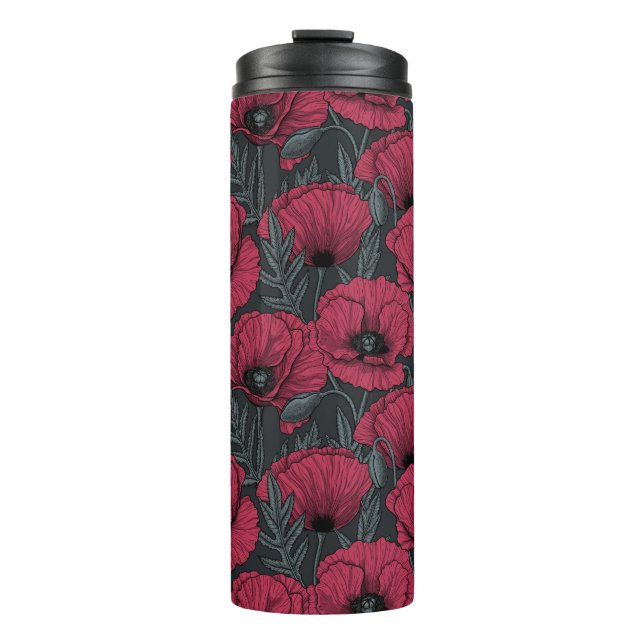 Pflaumen in Viva Magenta Thermal Tumbler Thermosbecher (Vorderseite)