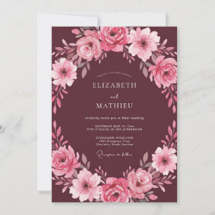 Pflaumen-Mauve-Kranz-Hochzeit Einladung