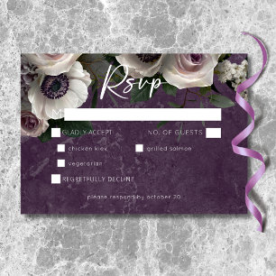 Pflaumen Purpur Elegant Floral Moderne Hochzeitsdi RSVP Karte
