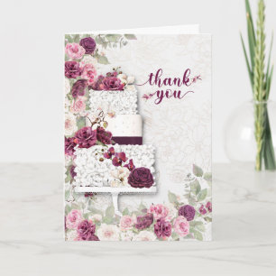 Pflaumen-Ranunculus-Hochzeitstorte Dankeskarte