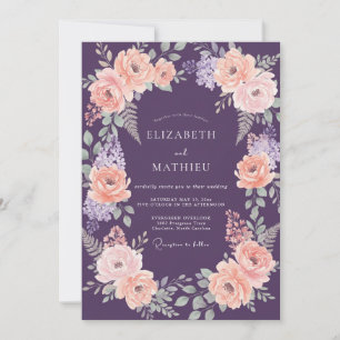 Pflaumen Romantischer Floraler Hochzeitskranz Einladung