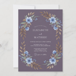 Pflaumen-Schiefer-Laub-Eukalyptus-Hochzeit Einladung