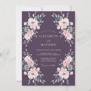 Pflaumen-Schimmer-Aquarell-Hochzeit Einladung