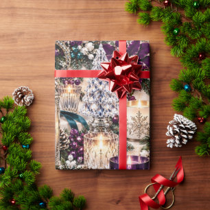 Pflaumen-Teal-Weihnachtsgeschichtsbuch Geschenkpapier