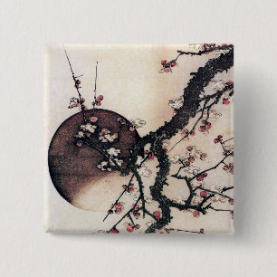 Pflaumen und Mond, Hokusai Button