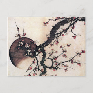 Pflaumen und Mond, Hokusai Postkarte