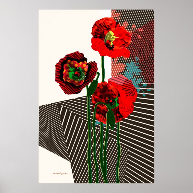 Pflaumen und Muster Poster (Vorne)