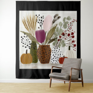 Pflaumen- und Oliven-Leoparden-Spotted-Vasen Wandteppich