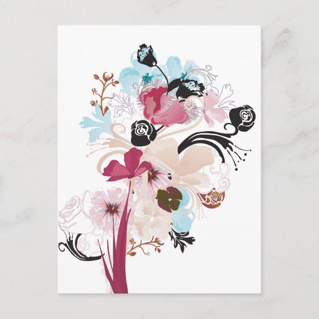 Pflaumen und Rose Postkarte (Vorderseite)