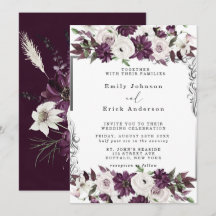 Pflaumen und Silber Geometric Floral Wedding